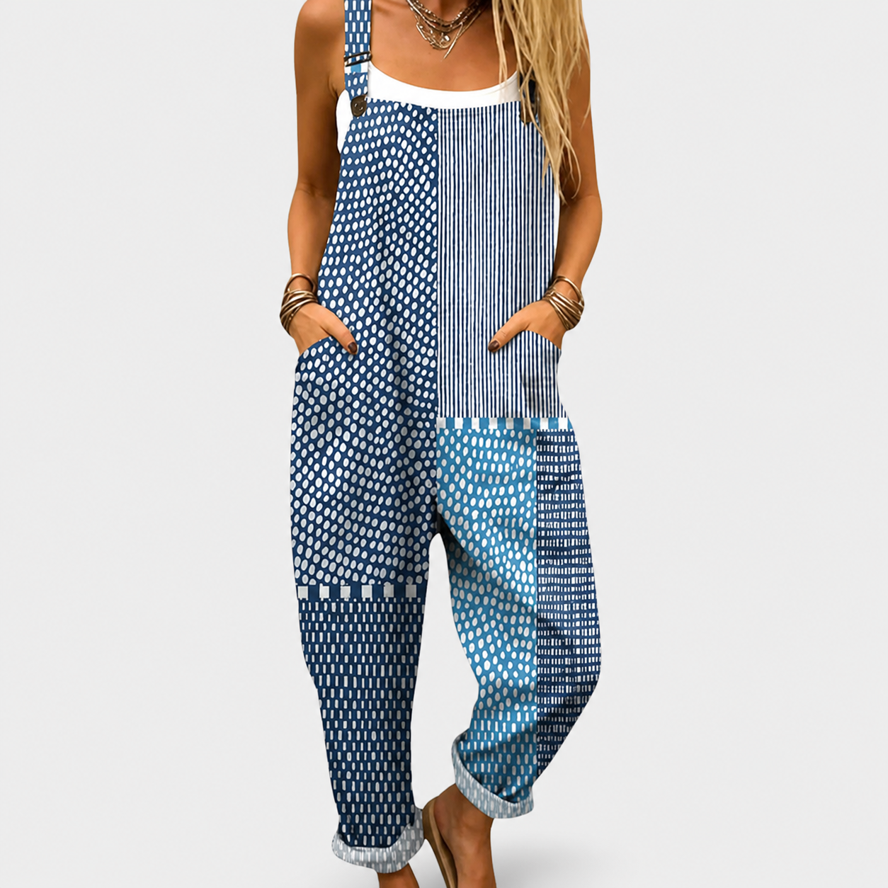 Salopette Patchwork Bleu Ikat