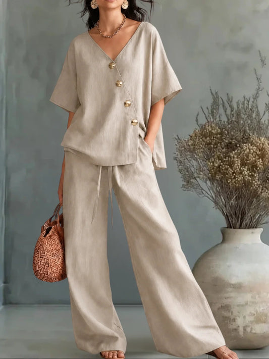Greta | Ensemble Col V à Boutons