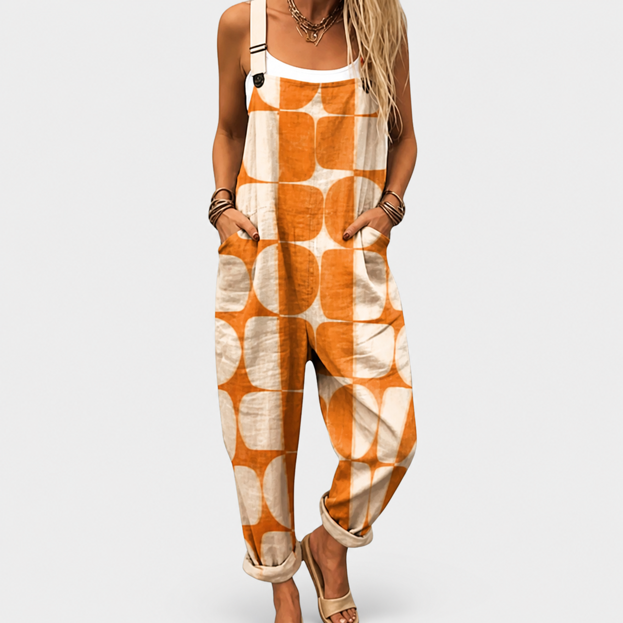 Salopette Géométrie Rétro Orange