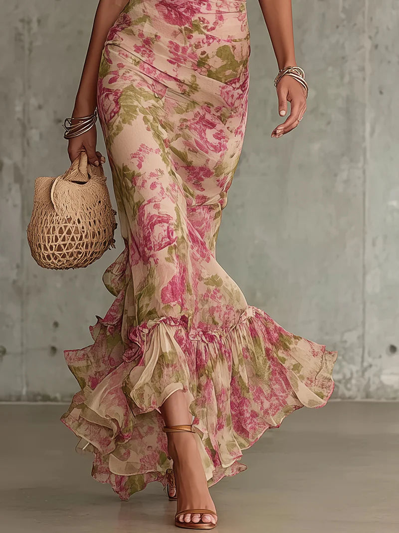 Rosalie | Robe Maxi à Imprimé Roses Vintage