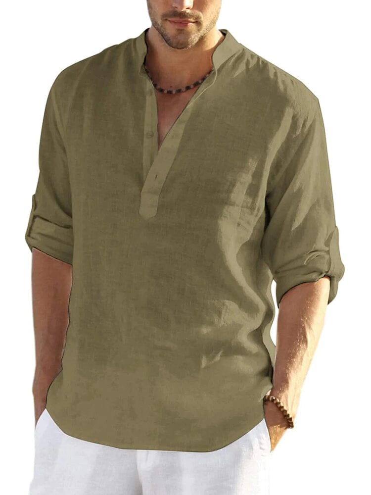 CHEMISE EN COTON ET LIN POUR HOMME
