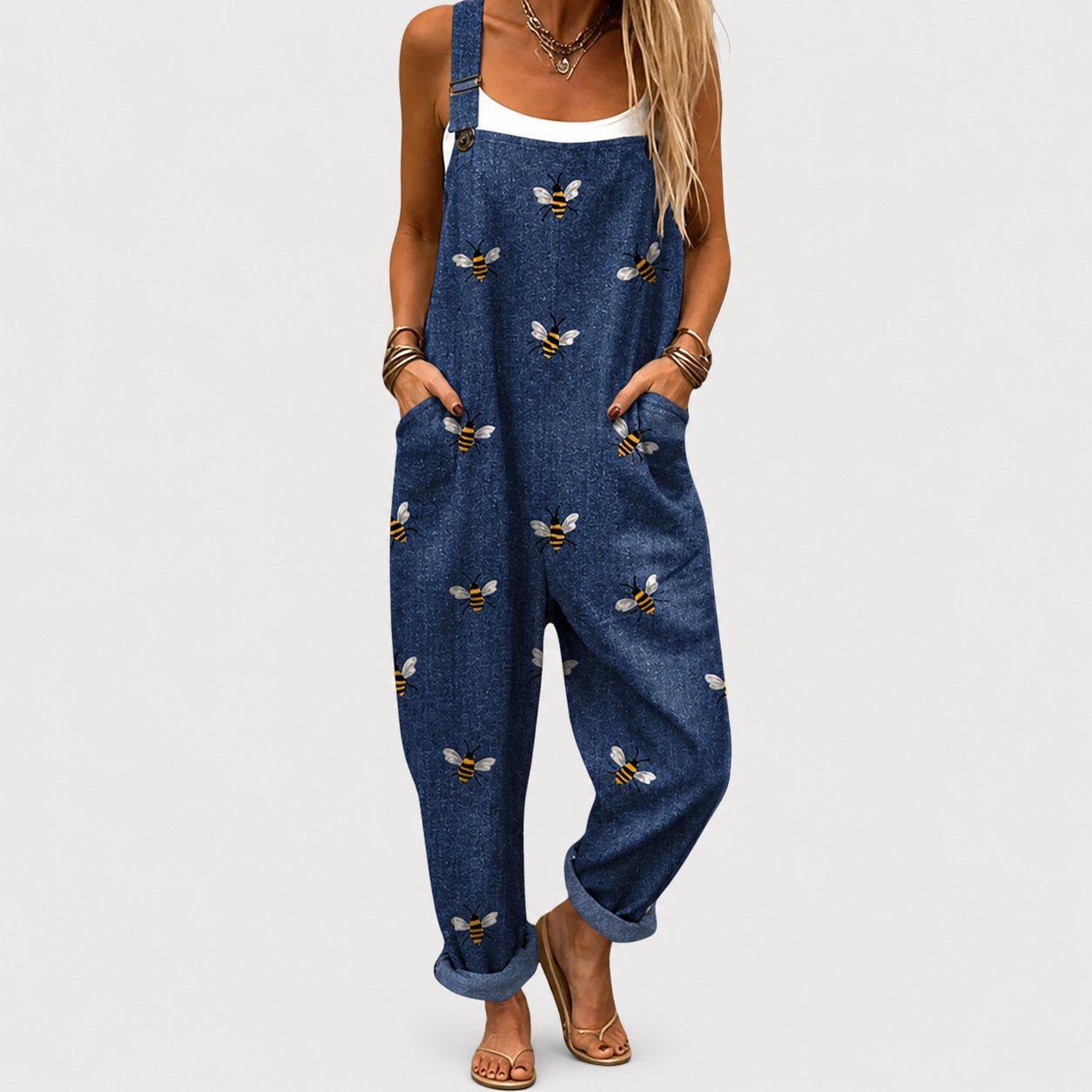 Salopette Petites Abeilles Denim Bleu
