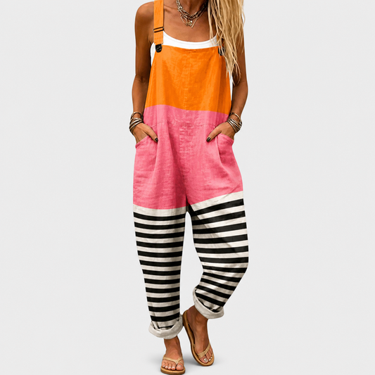 Salopette Blocs Vibrants Orange et Rose