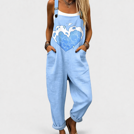 Salopette Cœur Bleu Ciel Kawaii