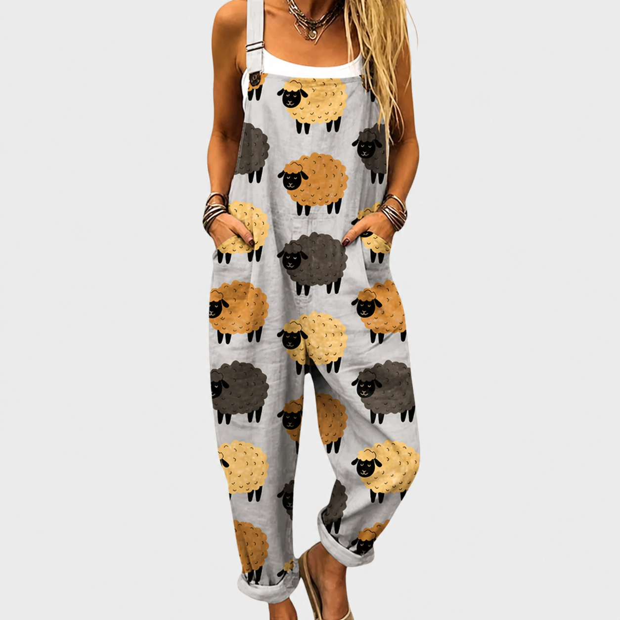 Salopette Petits Moutons Gris