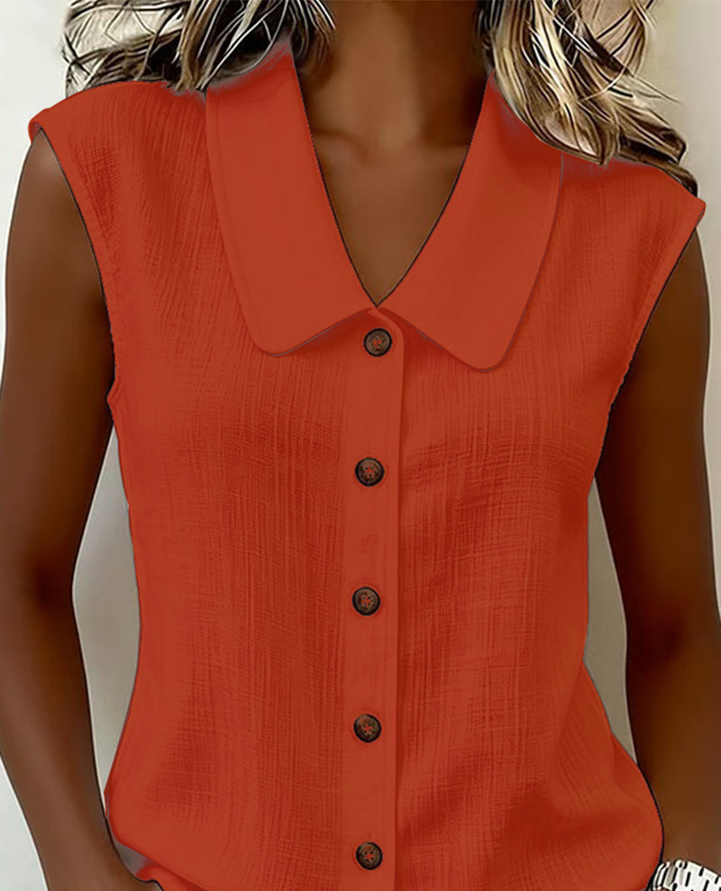 Cecilia | Chemisier Sans Manches en Mélange Lin-Coton