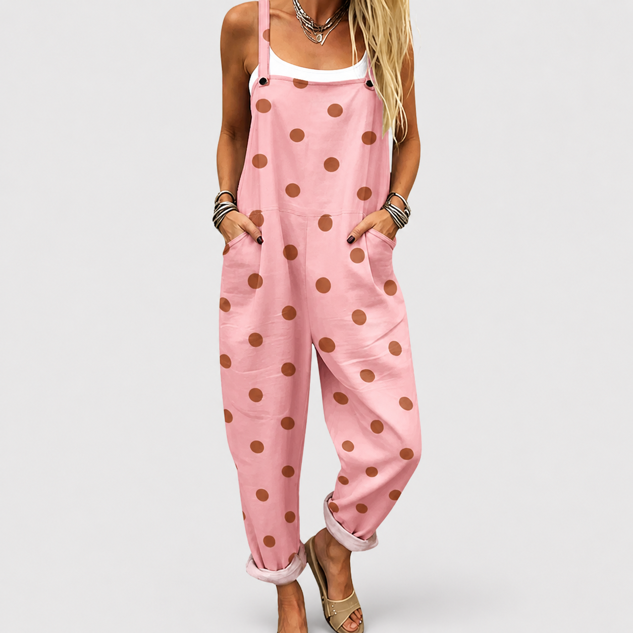 Salopette Pois Rose Pastel