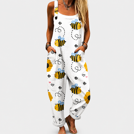 Salopette Petites Abeilles et Cœurs Blanche