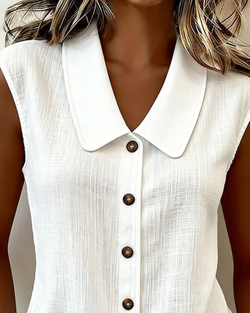 Cecilia | Chemisier Sans Manches en Mélange Lin-Coton