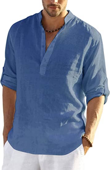 CHEMISE EN COTON ET LIN POUR HOMME