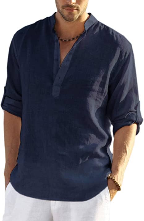 CHEMISE EN COTON ET LIN POUR HOMME