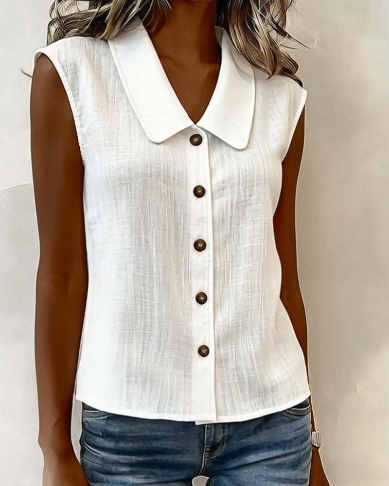 Cecilia | Chemisier Sans Manches en Mélange Lin-Coton