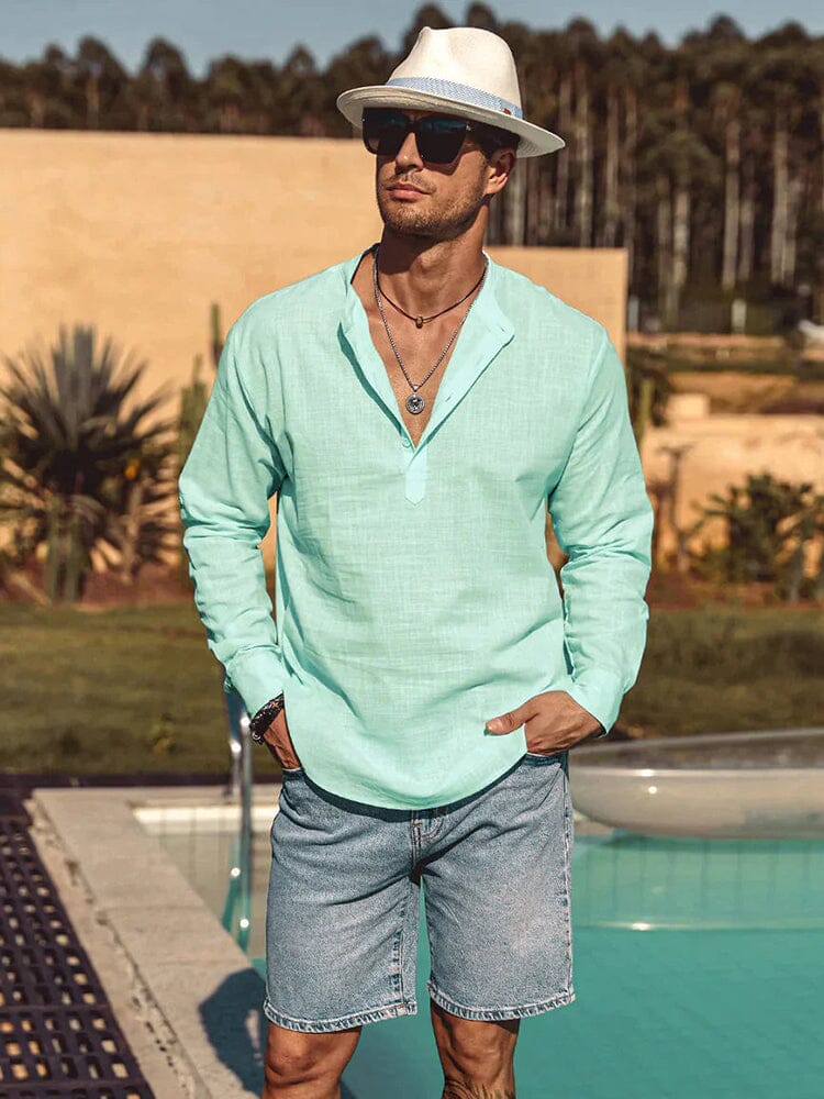CHEMISE EN COTON ET LIN POUR HOMME