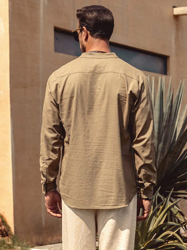 CHEMISE EN COTON ET LIN POUR HOMME