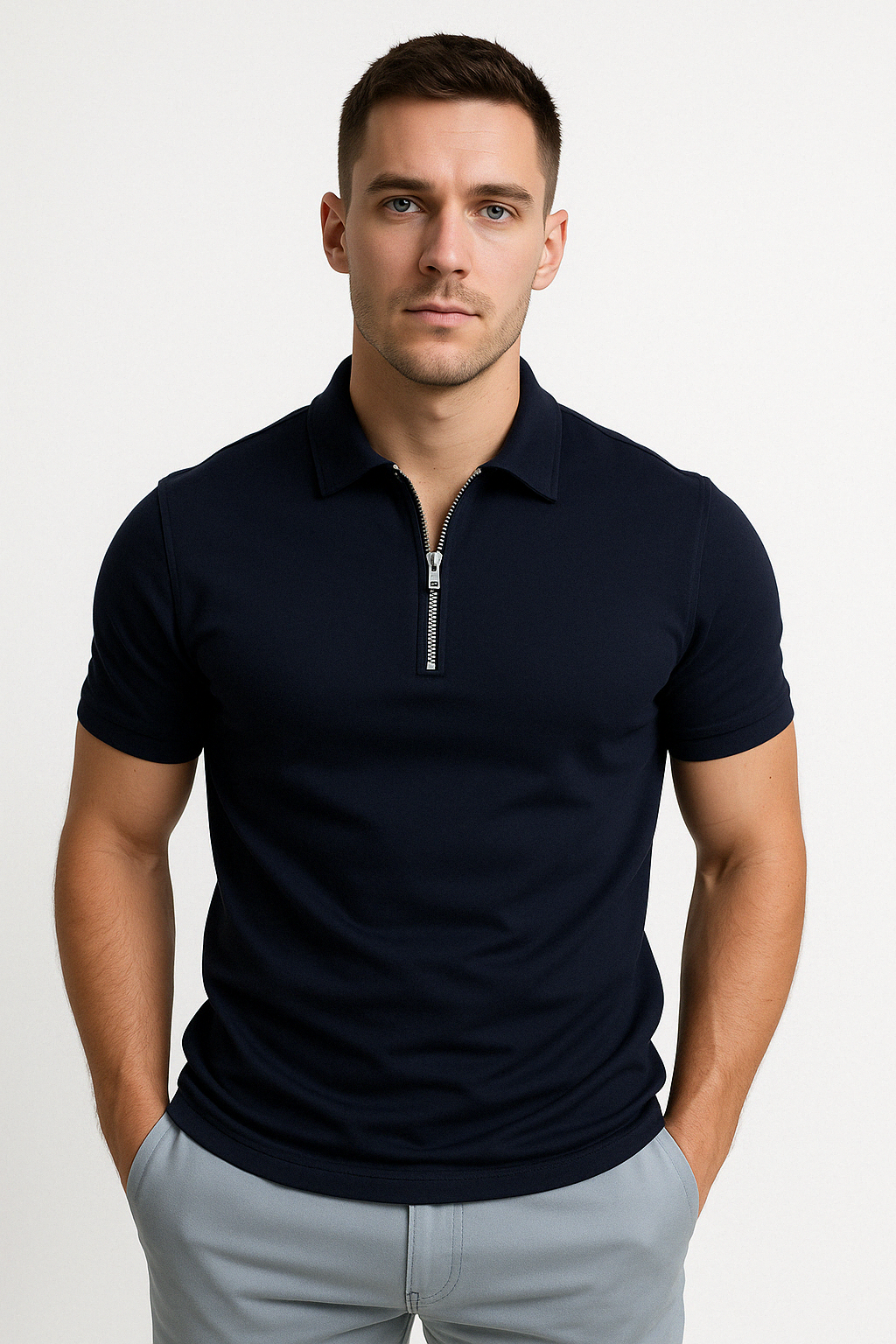 POLO MODERNE AVEC ZIP MI-HAUT