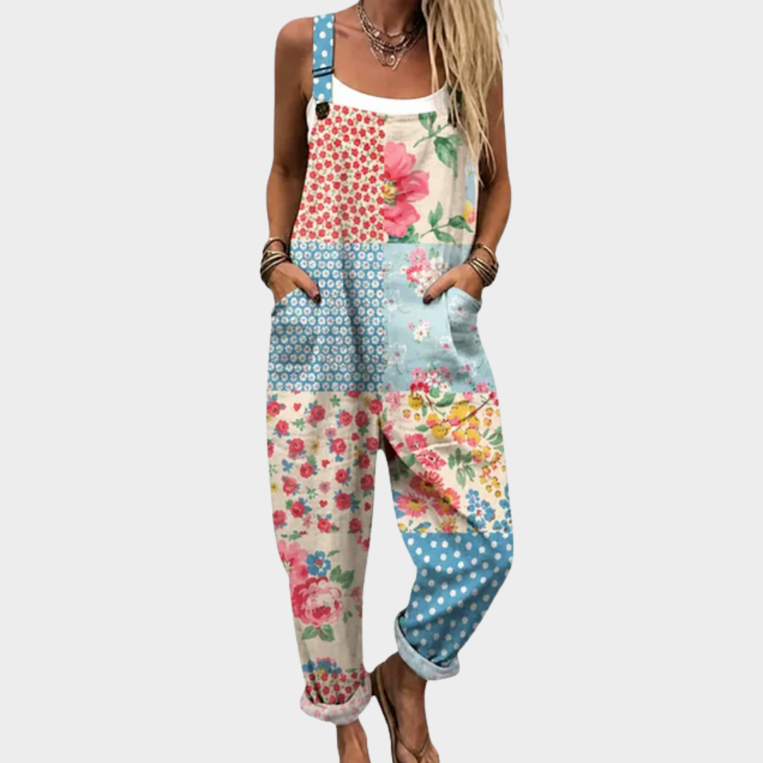 Salopette Patchwork Floral et Pois