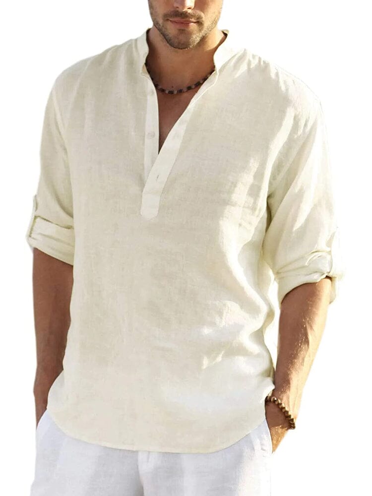 CHEMISE EN COTON ET LIN POUR HOMME