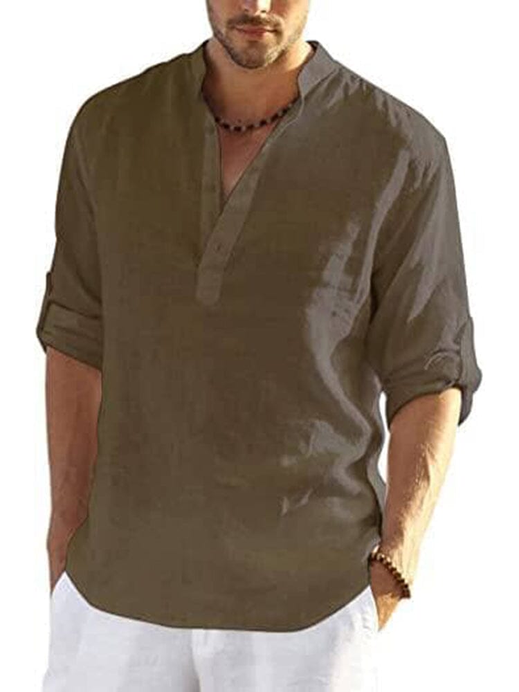 CHEMISE EN COTON ET LIN POUR HOMME