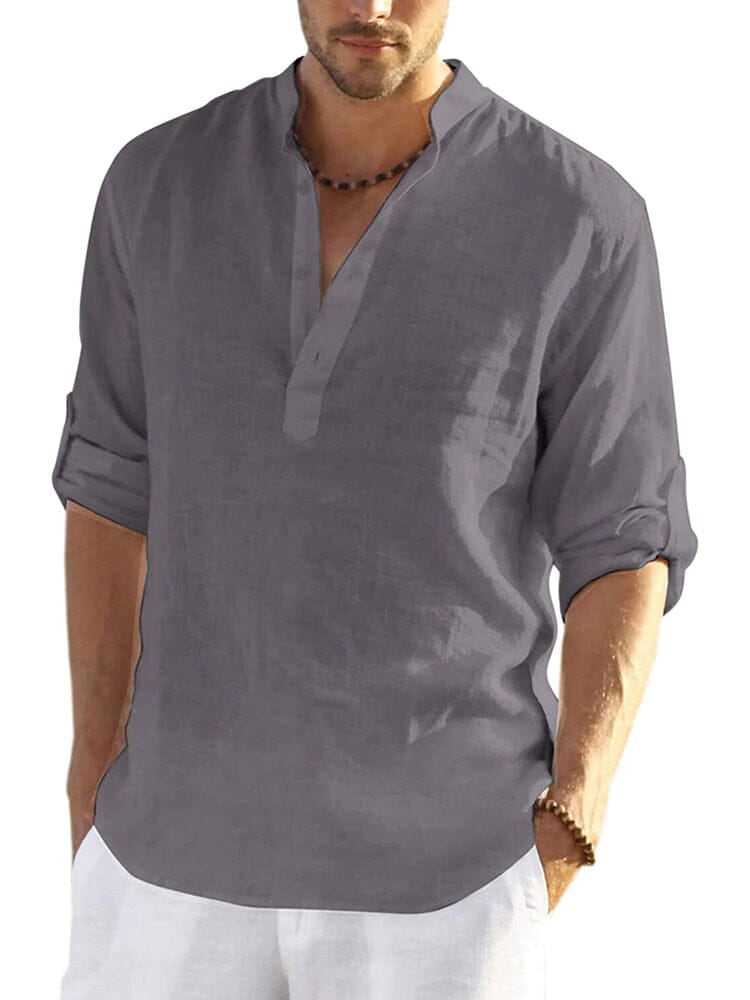 CHEMISE EN COTON ET LIN POUR HOMME