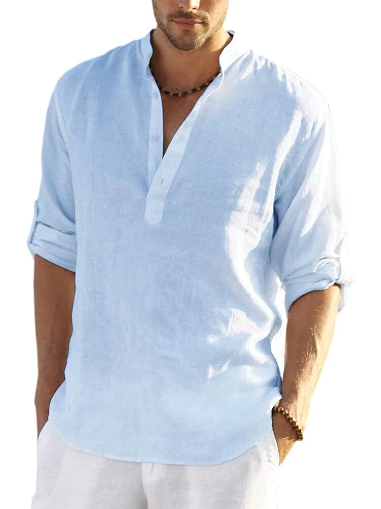 CHEMISE EN COTON ET LIN POUR HOMME