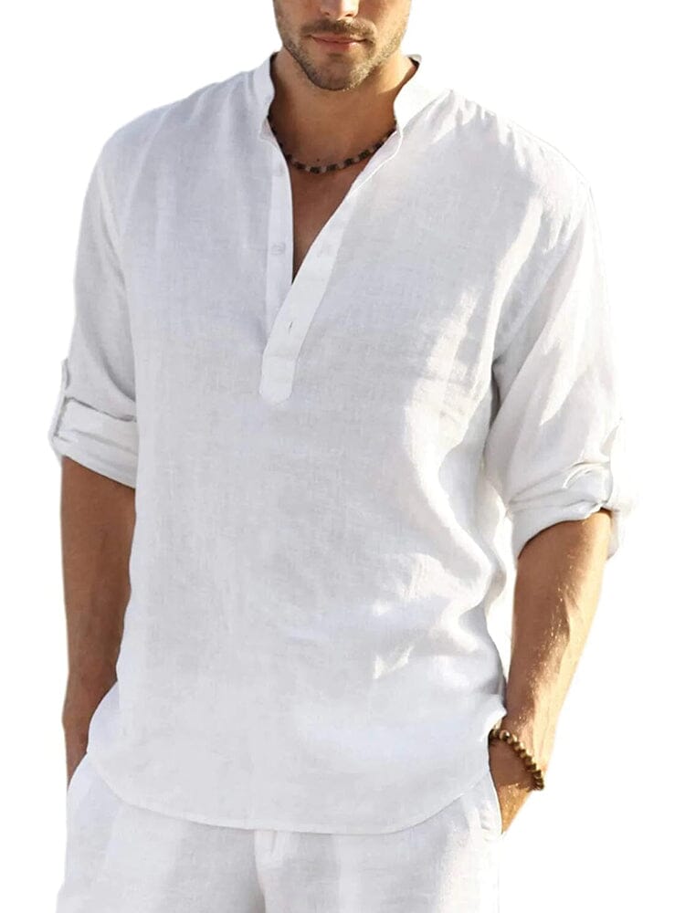 CHEMISE EN COTON ET LIN POUR HOMME