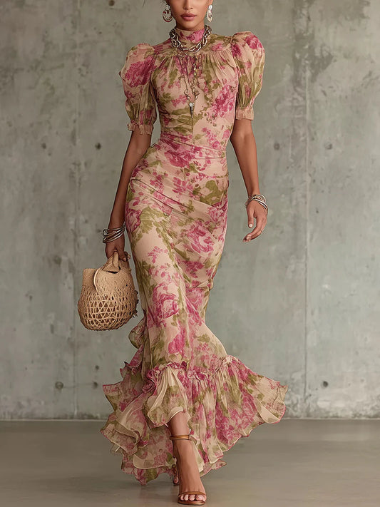 Rosalie | Robe Maxi à Imprimé Roses Vintage