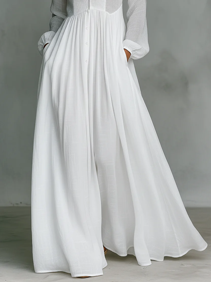 Léonie | Robe Maxi Minimaliste à Col Montant