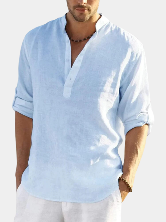 CHEMISE EN COTON ET LIN POUR HOMME