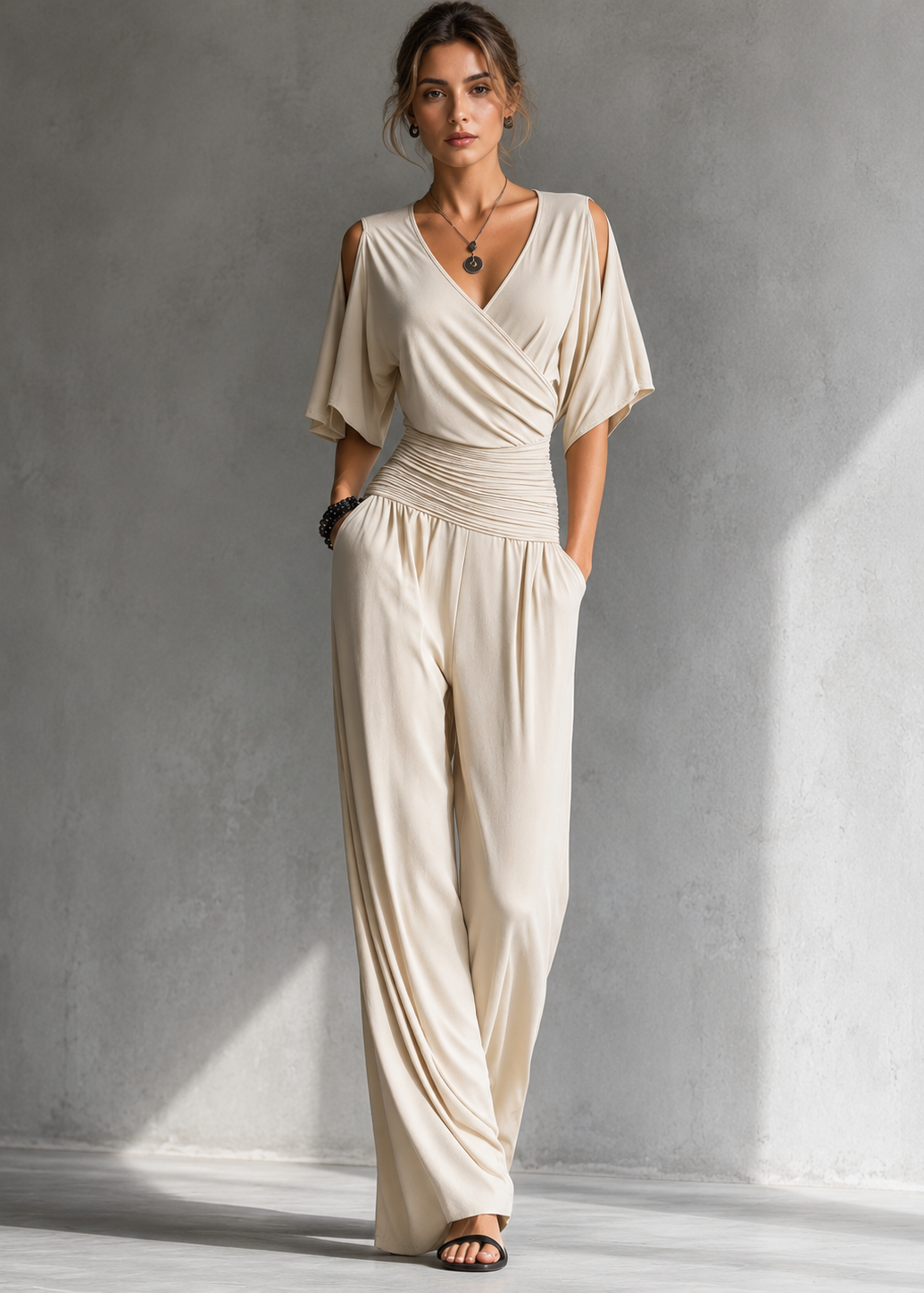 Alía | Ensemble élégant croisé avec pantalon large