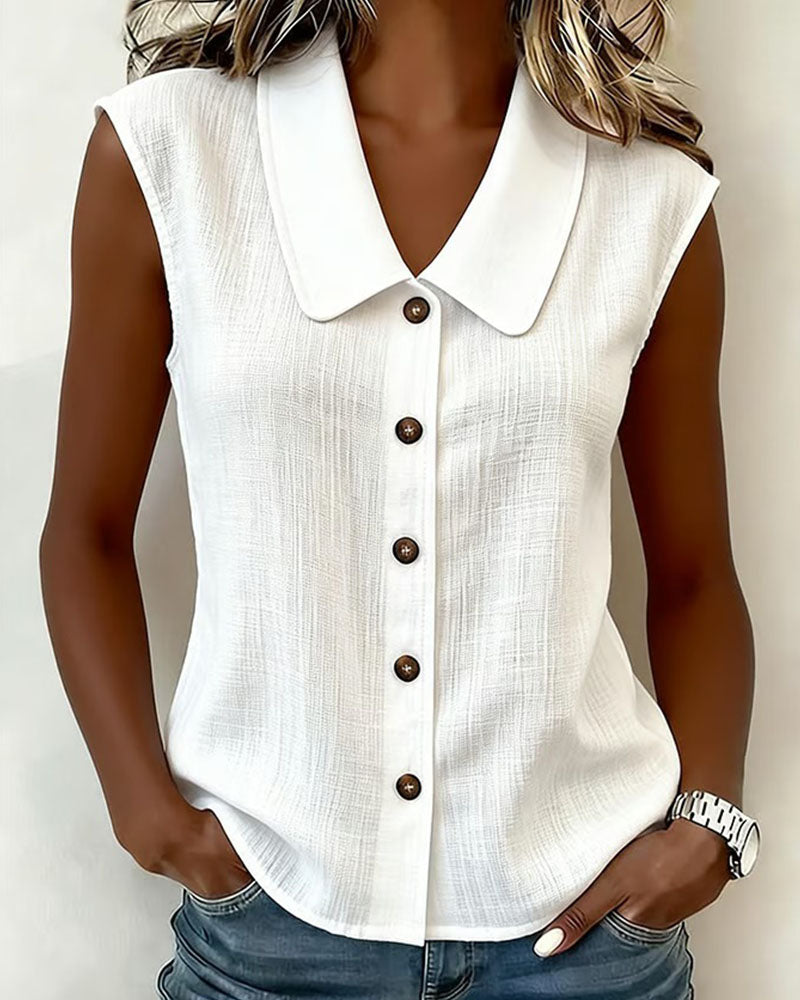 Cecilia | Chemisier Sans Manches en Mélange Lin-Coton