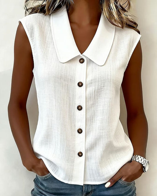 Cecilia | Chemisier Sans Manches en Mélange Lin-Coton