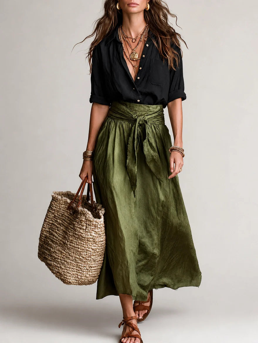 Martina | Robe Maxi Asymétrique Élégante et Fluide