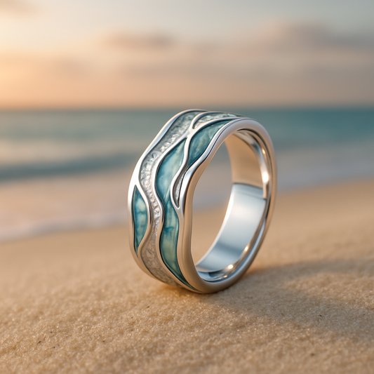 Bague Argentée Vagues de Turquoise