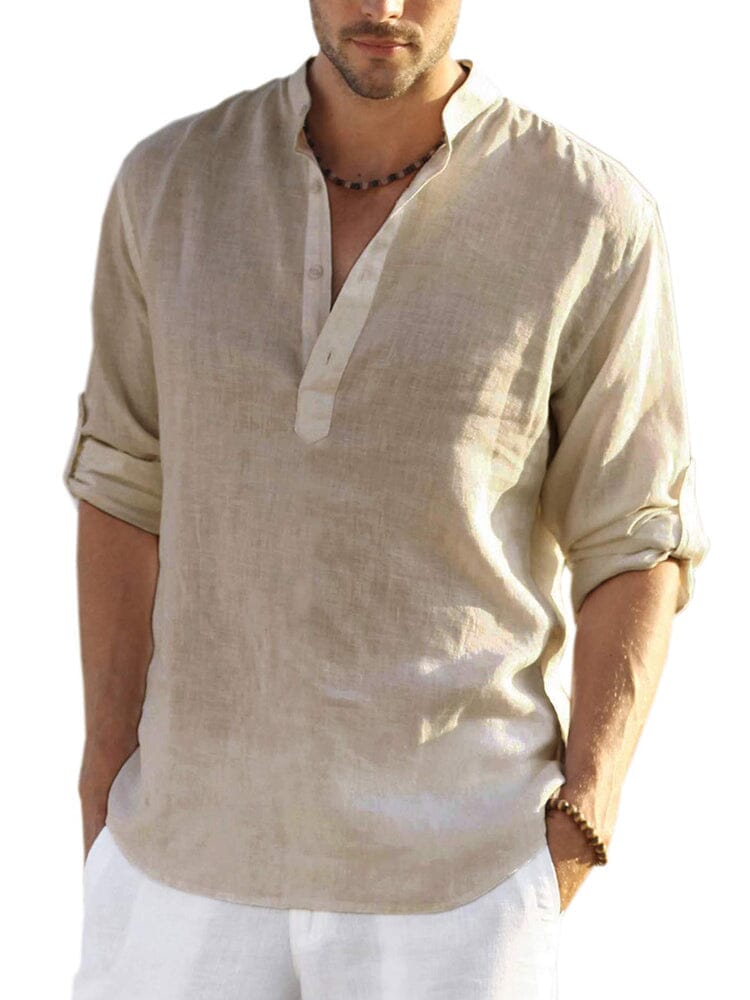 CHEMISE EN COTON ET LIN POUR HOMME