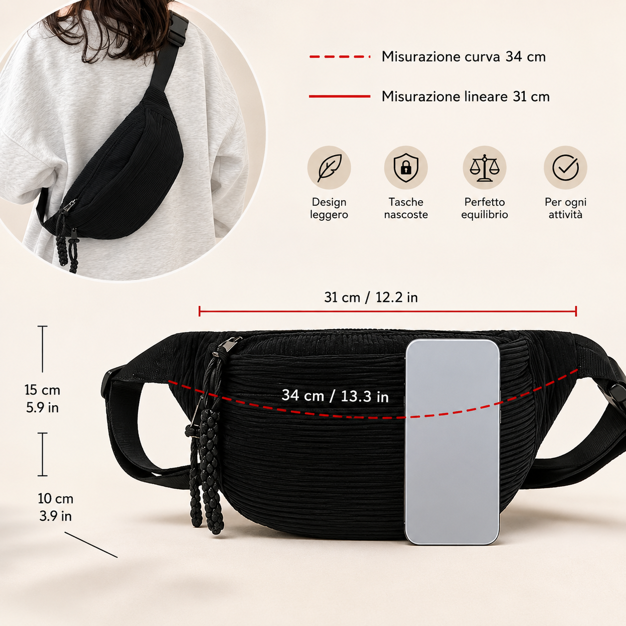 Maristella | Sac à Bandoulière en Velours Côtelé
