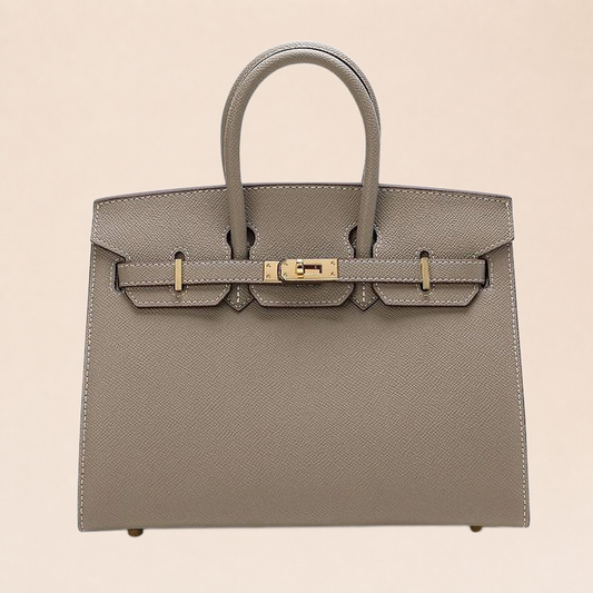 Kensington Sac en Cuir Élégant gris – fond beige